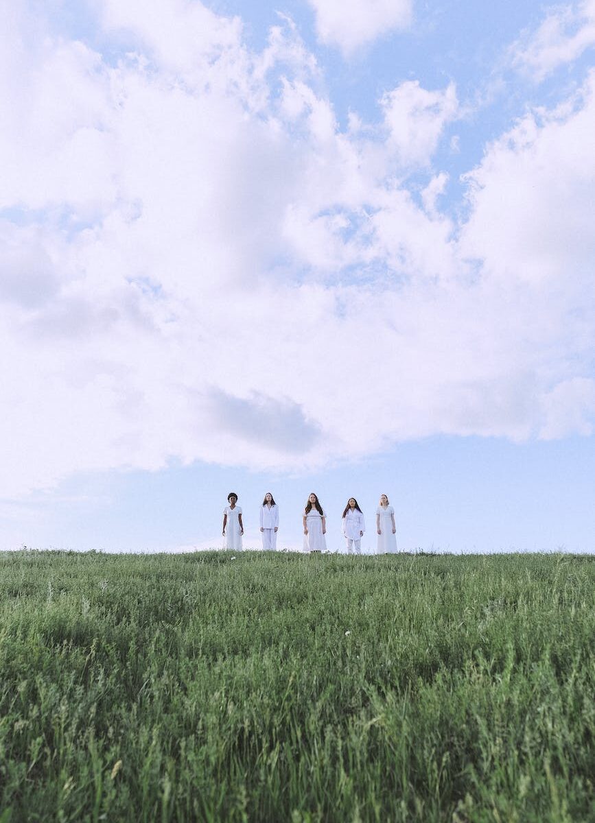 green grass field under white clouds